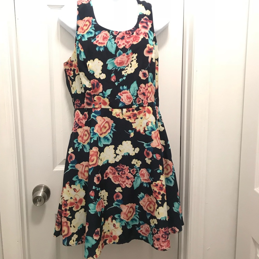 Satiny Floral Print Charlotte Rouse Dress